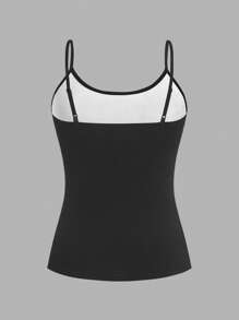 SHEIN EZwear Black & White Knitted Women Camisole - Multicolor - View 4