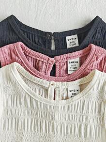 Vintaside Kids Bộ 3 món/Bộ áo không tay thường ngày cho bé gái và quần short, trang phục đi nghỉ - Nhiều màu - Xem 5