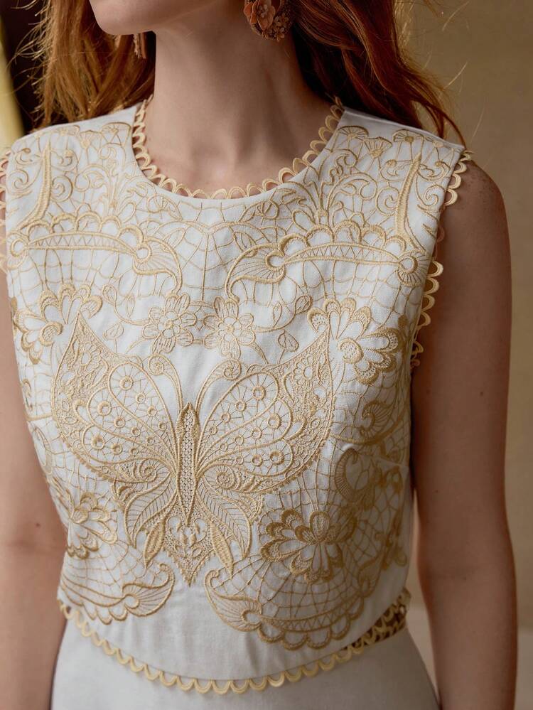 CONTRAST LACE ZIPPER DRESS