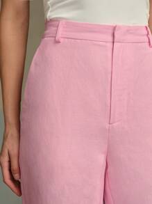 ZEYLAH Women's Linen Straight Leg Suit Pants, Spring Summer - Pink - View 2