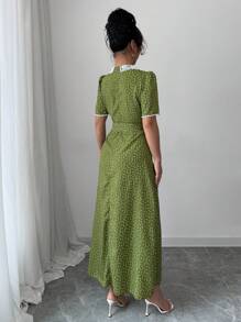 Modelyn 女士短袖简约时尚连衣裙，适合夏季 - 綠色 - 查看 2