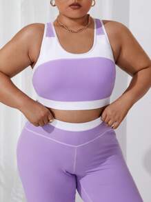 Easithlete 时尚女士大码健身跑步运动套装 - 紫色 - 查看 3