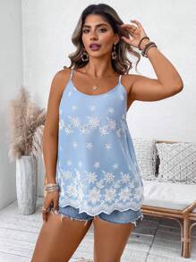 Breezaya Camicetta elegante da donna oversize, a-line, in tessuto lavorato a trama, con ricami floreali, adatta per vacanze e periodi estivi