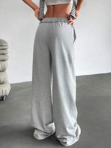 EURMUSE 女士口袋抽绳和缝线细节宽松运动裤