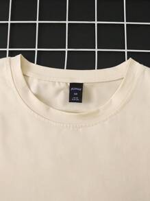 Manfinity Homme Plus Size Men's Letter Print Round Neck Short Sleeve Casual T-Shirt