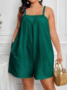 Vionelle Bộ đồ liền thân mùa hè màu trơn đơn giản mặc hàng ngày cỡ lớn dành cho nữ có dây đeo ngắn mùa hè Bộ đồ liền thân nữVáy đen ngắnBộ đồ liền thân ngắn - Màu xanh lá cây đậm - Xem 7