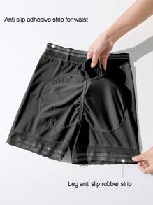 1pc Women's Shaping Contrast Lace Shorts - Black - View 6