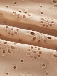 SHEIN MOD Oversize Apricot Jacquard V-Ausschnitt Lässig Urlaubsbluse für Jugendliche