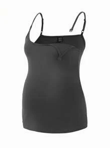 Modmama Maternity Comfy Versatile Solid Color Nursing Camisole - Grey - View 9