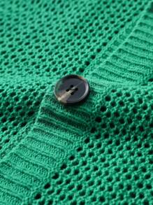 Claim Dot Maglione casual in maglia a maniche corte con bottoni e tinta unita, minimal, da uomo - Verde - Visualizzare 6