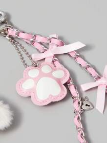 ROMWE Kawaii 1pc Pink Bow & Pearl Cute Rabbit Bag Charm - Multicolor - View 4
