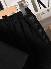 2pcs/Set Male Teenager Casual Minimalist Style Utility Shirt And Shorts, Suitable For Spring/Summer Daily Wear - Black - View 3