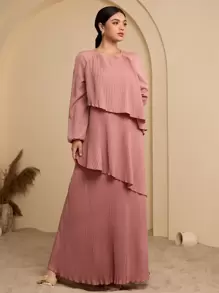 Graceveil Abito lungo oversize da donna con collo rotondo e caduta irregolare, in stile arabo
