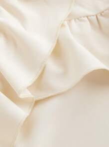 SHEIN MOD Women's Apricot Ruffle Hem Skirt, Retro Black Layered A-Line Skirt - Apricot - View 4