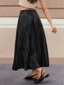 EURMUSE 女士休闲通勤纯色百褶裙