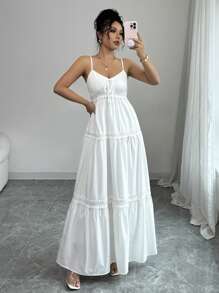 Rafferiza Women Adjustable Strap Waist Elegant Solid Color Casual Dress, Suitable For Summer