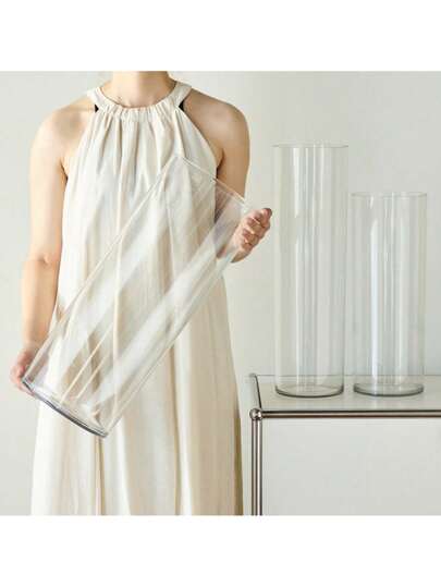 SHEIN 1 件亚克力防掉落花瓶，透明直管大花瓶，适合鲜花、植物、水培、家居装饰、花瓶、餐桌装饰