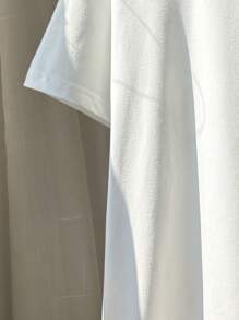 Tween Girls Flower & Letter A Print Round Neck Short Sleeve T-Shirt And Knitted Snug Fit Flared Pants Set - White - View 3