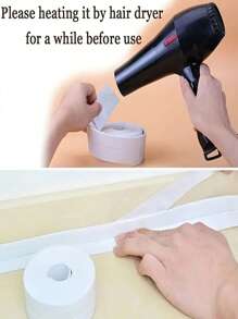 SHEIN 1pc PVC Sealing Strip For Bathroom Kitchen Accessories,Shower Bath Sealing Strip Tape Caulk Strip Self Adhesive Waterproof Wall Sticker Sink Edge Tape