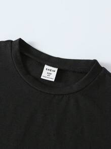 SHEIN 2件套男童短袖纯色圆领T恤和裤子套装 - 彩色 - 查看 7