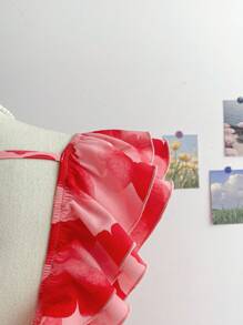 Soleia 大码女式粉色花卉印花盖袖 A 字迷你连衣裙，春季