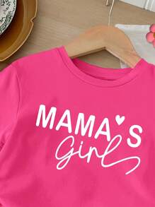 SHEIN 女宝宝休闲简约短袖短裤套装，适合夏季 - 玫紅色 - 查看 3