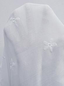 SHEIN LUNE Plus Size Vacation Casual Solid Color Hollow Embroidered Blouse Summer Outfits For Women&Vacation Outfits Woman&Wedding Season Summer Tops  Summer New Design Beach Outfits For Woman - White - View 6