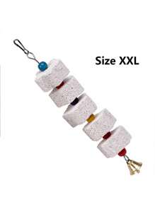 1pc Multi-Color Parrot Beak Grinding Calcium Stone With Bell Cage Toy, Floral Hanging Style Chew Toy, Suitable For Cockatiel, Lovebird, Parakeet, Hamster, Rabbit
