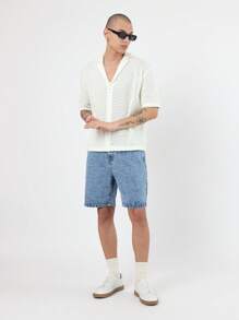 SUMWON 镂空针织纽扣前短袖毛衣衬衫，意大利度假风格超大宽松复古夏季沙滩 Polo 衫另类休闲针织衫