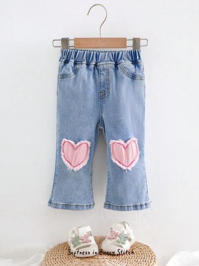 Cozy Pixies Baby Girls Heart Pattern Elastic Waist Flared Pants, Comfortable & Versatile
