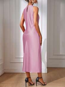 EMERY ROSE Bodenlanges Maxikleid mit festen Knöpfen am Rücken für Damen