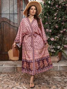 SHEIN Clasi Plus Size 2 Pieces Summer Outfit For Women, St. Patrick's Day Rave Outfits, Festival & Spring Break Bohemian Outfit - Multicolor - View 3