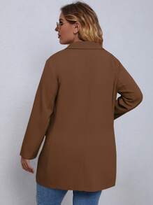 EMERY ROSE Plus Size Women's Double-Breasted Long Suit Blazer Oversized Blazer Graduation, Back To School, Teacher For Women Fall For Women Autumn - Camel - View 2