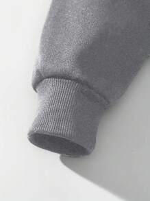 RueChic 100% Cotton Men's  Face Embroidered Fitted Hoodie - Grey - View 5