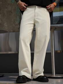 DAZY Pantalones vaqueros rectos de unicolor simple con bolsillos para hombre, para el verano