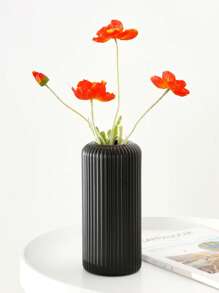 SHEIN 1pc Ceramic Look Plastic Composite Vase, Unbreakable Vase, Height 7.8 Inch Plastic Vase, Simple Tabletop Vase, Dried Flower Vase For Pampas Grass Decoration And Artificial Flower Vase For Home Decor, Bohemian Vase For Wedding Party Table Home Decor,Home Decor,Flower Vase,Centerpiece,Table Decor