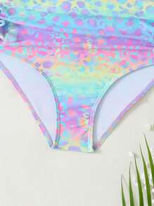 Tween Girl Leopard Print Cross Back One Piece Swimsuit - Multicolor - View 4