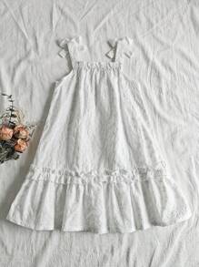 Vintaside Kids Młoda dziewczyna letnia koszulka stylowa sukienka, idealna do wypoczynku w domu, zajęć na świeżym powietrzu, spotkań z przyjaciółmi, zapewnia wygodę i modny prosty design - Biały - Zobacz 6