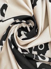 Breezaya 2pcs Casual Vacation Set, Top: Strapless, Bottom: Retro Patterned Long Pants, Apricot Retro Patterned 2 Pieces Set - Apricot - View 6