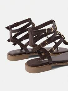 Styleloop Flat Roman Style Sandals, Simple And Fashionable Casual For Daily Wear - Coffee Brown - View 6