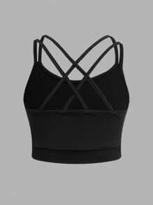 SHEIN Leap Crew 3pcs/Set Tween Girl Loose Fit Hooded Cropped T-Shirt, Cami Top And Leggings Sports Outfit, Gym Clothes - Black and White - View 7