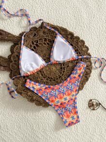 SHEIN 2Pcs Springbreak Women Sexy Multicolor Vacation Bikini Set For Summer - Black - View 2