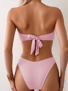 SHEIN Swim 女士 3D 花卉装饰比基尼套装，夏季海滩度假 - 粉色 - 查看 6