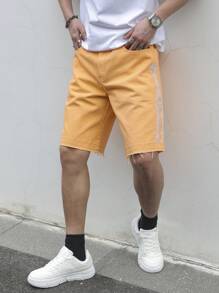 Manfinity Homme Men's Casual Denim Shorts, Suitable For Summer - Orange - View 6