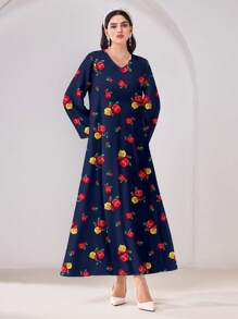 Al Najma 休闲简约保守阿拉伯风格连衣裙 - 彩色 - 查看 4