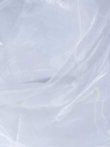 1pc White Sheer Organza Fabric,150cm Wide,Wedding Bridal Veil With Shiny Triple Lace Trims,White Sheer Organza Fabric ,Shiny Organza Tulle Fabric For Wedding Dress