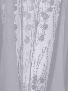 EMERY ROSE Plus Size Women Floral Mesh Long Sleeve Loose Open Front Long Top Fall - Grey - View 5