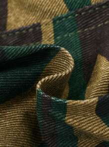 Young Boys Urban Street Cool Kids Camouflage Loose Fit Cargo Jean Shorts, Fully With Elastic Waistband. Front Pockets And Flap Patch Pocket At Sides. Fashionable And Soft, School, Campus, College - Army Green - View 3