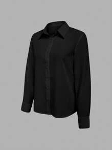 EMERY ROSE 女士休闲百搭纯色长袖衬衫