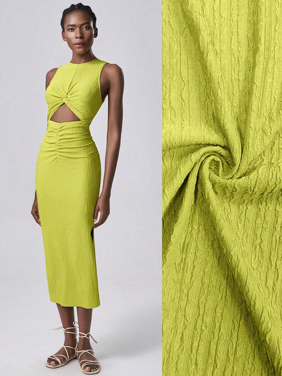 Lumivelle 女士针织纹理弹力镂空迷你连衣裙，优雅性感女士连衣裙，适合春夏季